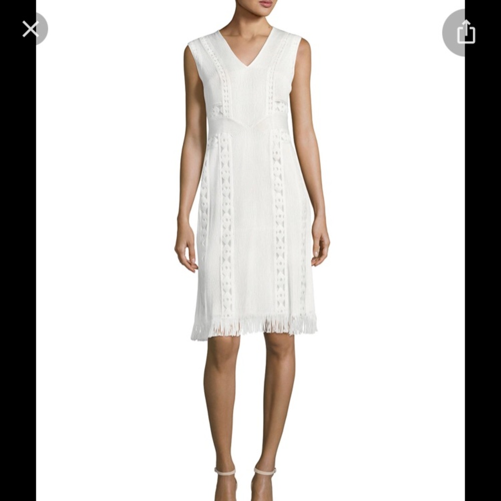 Kobi Halperin White Amani Fringe Hem Dress